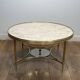 Neoclassical Round Coffee Table in Brass with Beaded Gallery. Marble Top