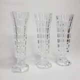 Set of three 17 cm vintage glass soliflore vases