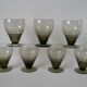 Set of 7 large art deco design wine glasses in smoked glass from the 30s and 40s