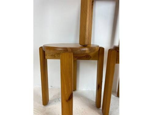 Set of three solid pine stools, 1970s.