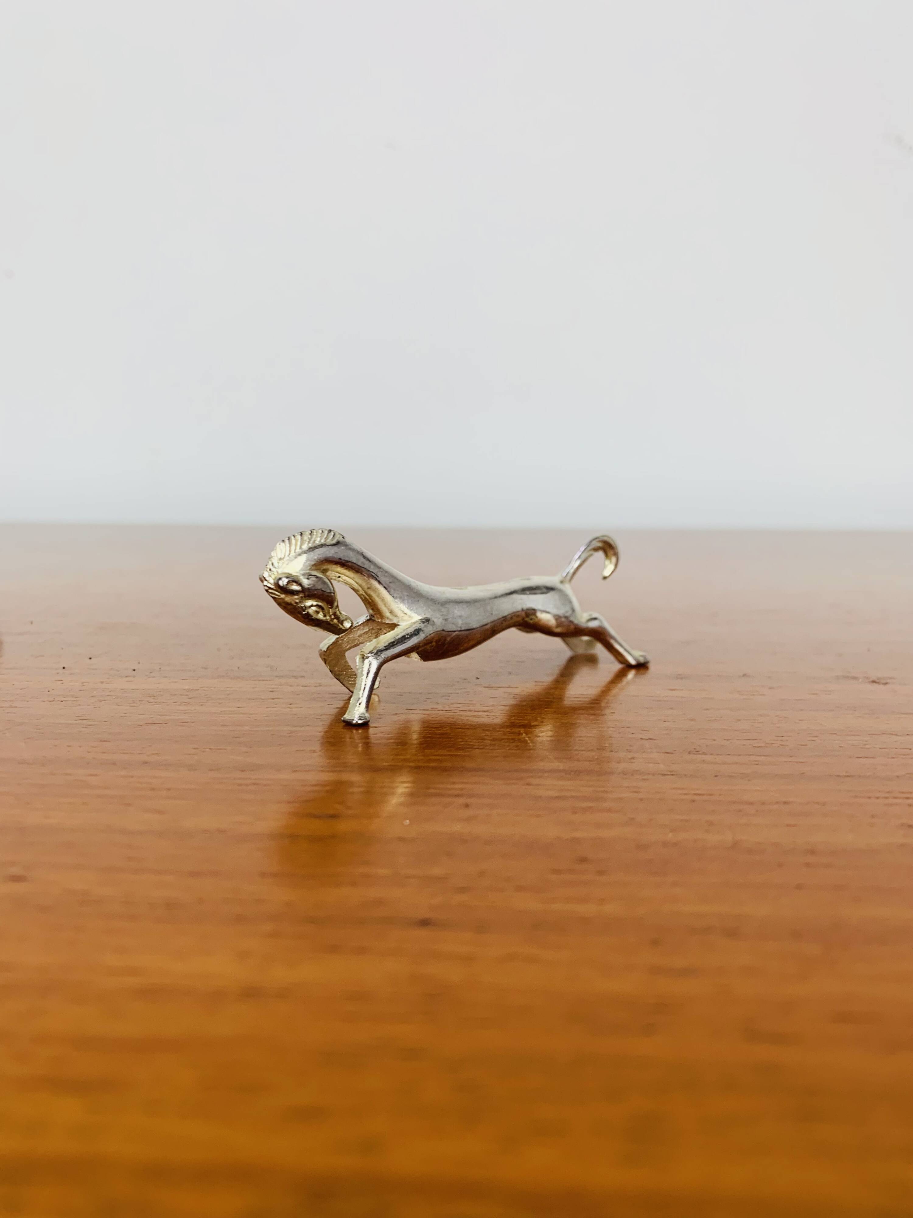 6 vintage silver metal horse knife rests