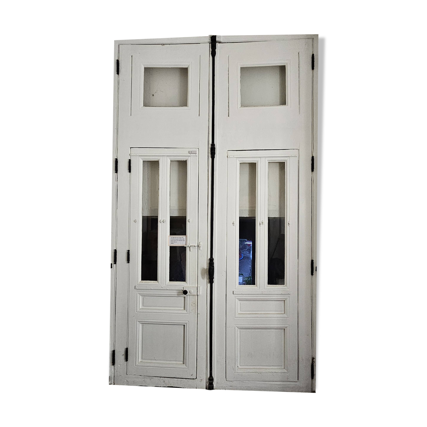 Bloc Porte Cochère 3,75m - XIXème siècle chêne massif - vitrée + crémone + mouton gueule de loup
