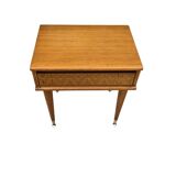 Oak and rattan bedside table