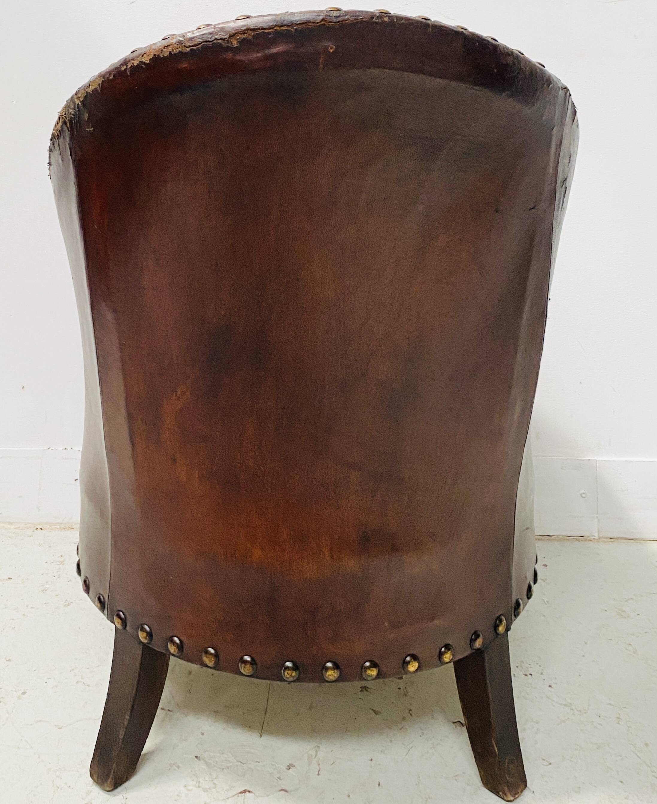 20th Century Art Deco Studded Leather Club Chair