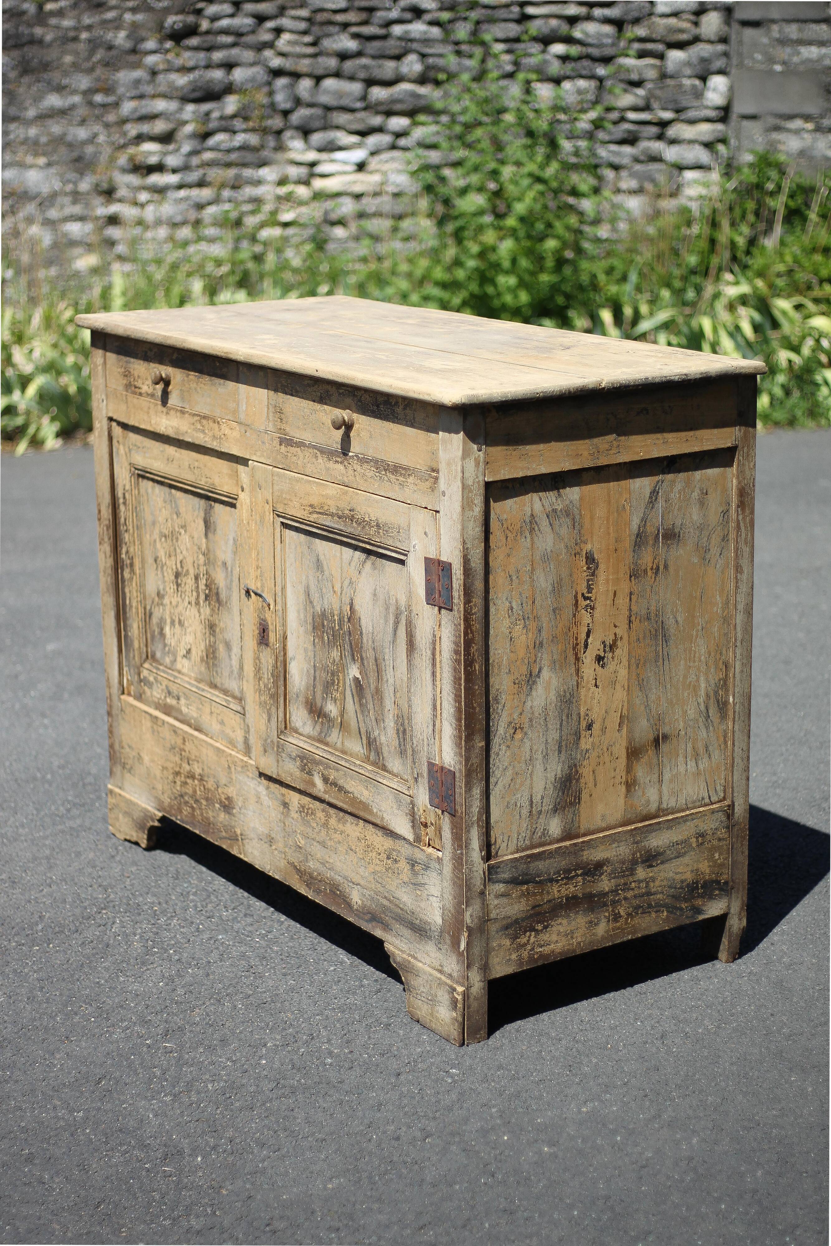 Old wooden sideboard, wooden furniture, brutalist storage furniture