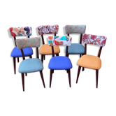 Suite of 6 renovated vintage chairs