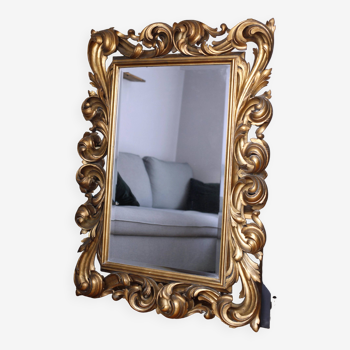Miroir doré sculpté exceptionnel 92x128 bois