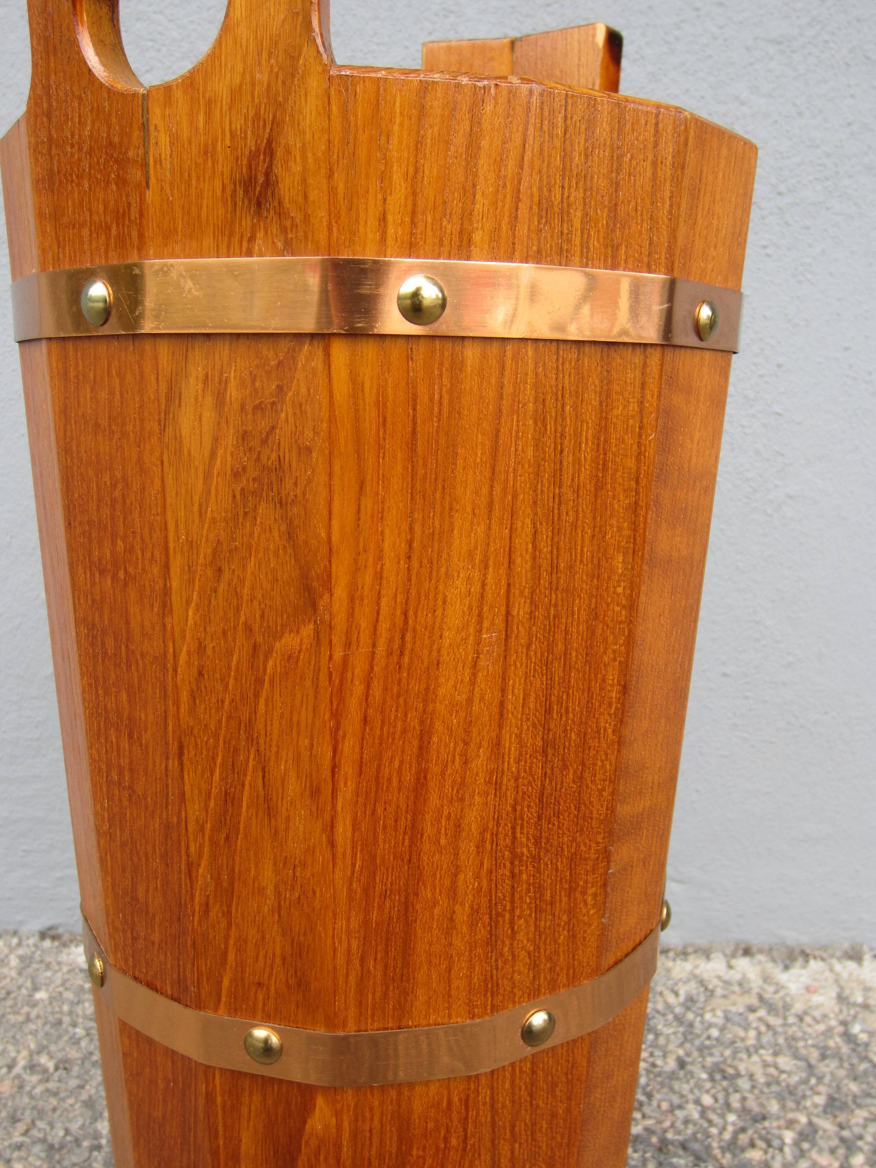 Scandinavian teak umbrella stand by JH Sävsjö