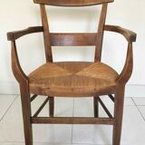 Wood and straw armchair from the 70s