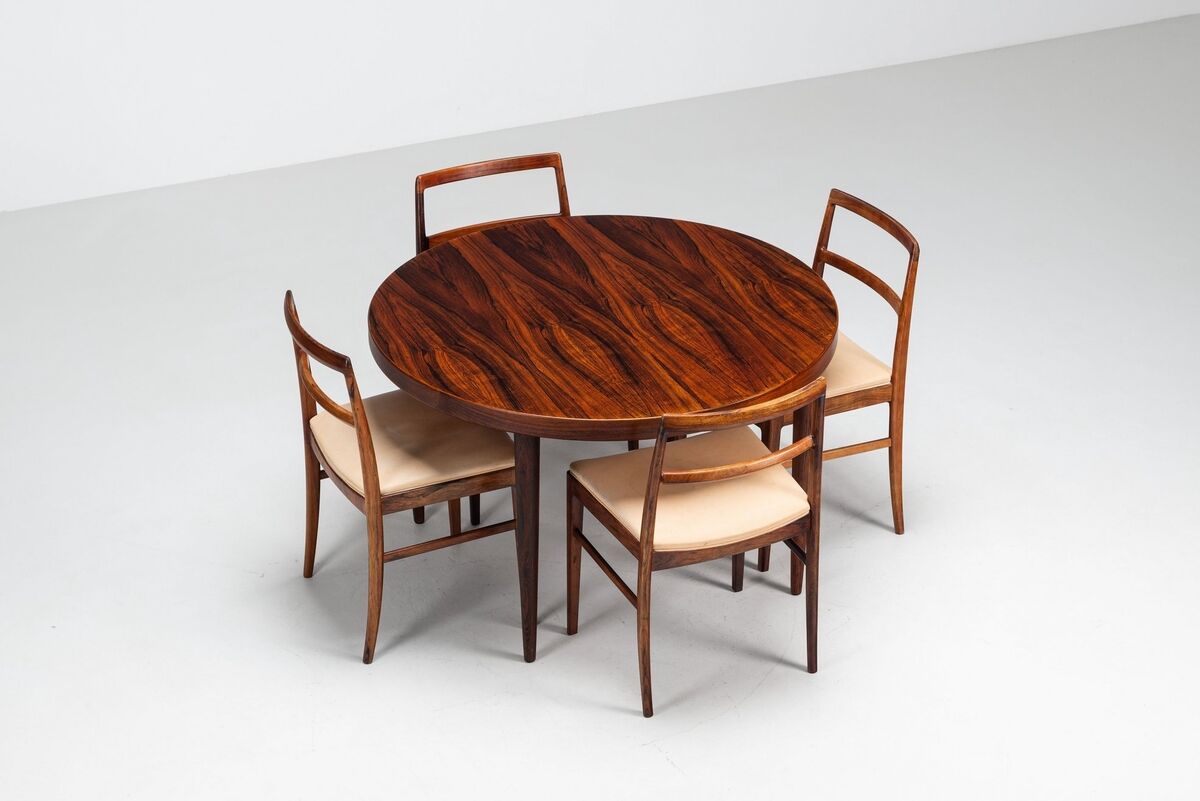 Table à manger ovale Kai Kristiansen en palissandre Villy Schou Andersen Danemark 1960