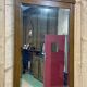 Art deco period beveled mirror in oak