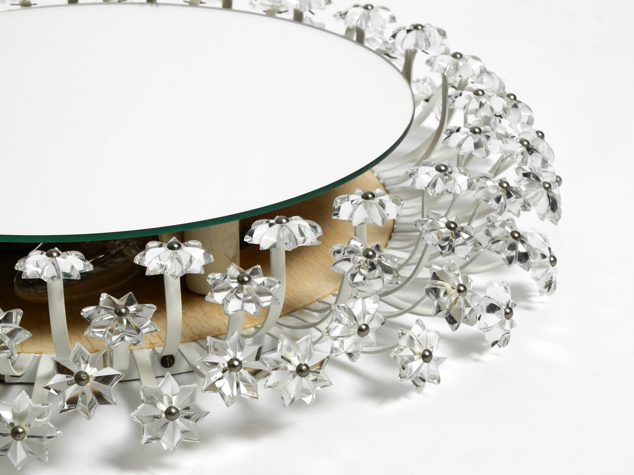 Mid Century Münchner Zier-Form flower mirror illuminated by Schöninger