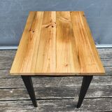 Small two-tone honey and black desk side table