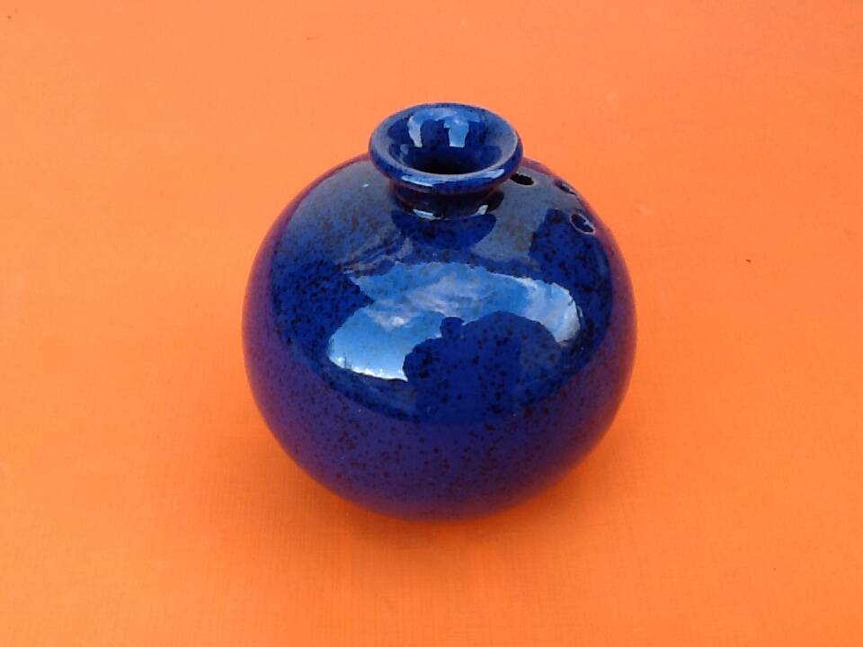 Flower spike ball vase glazed ceramic with floral decoration