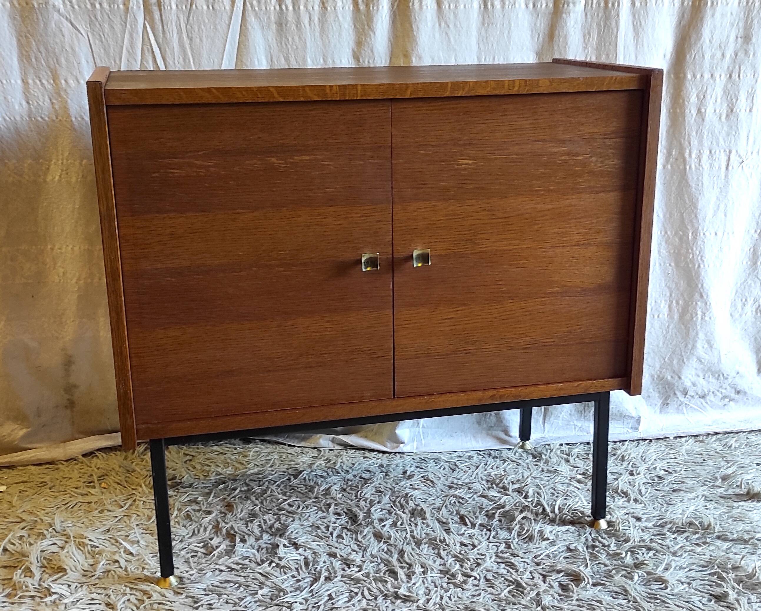 Modernist oak and metal sideboard - mid-20th century