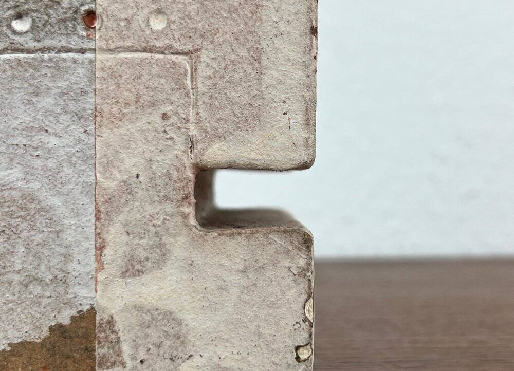 Klaus Lehmann, Cubist art sculpture in postmodern German brutalist ceramic Studio Pottery no. 337 81, 1981