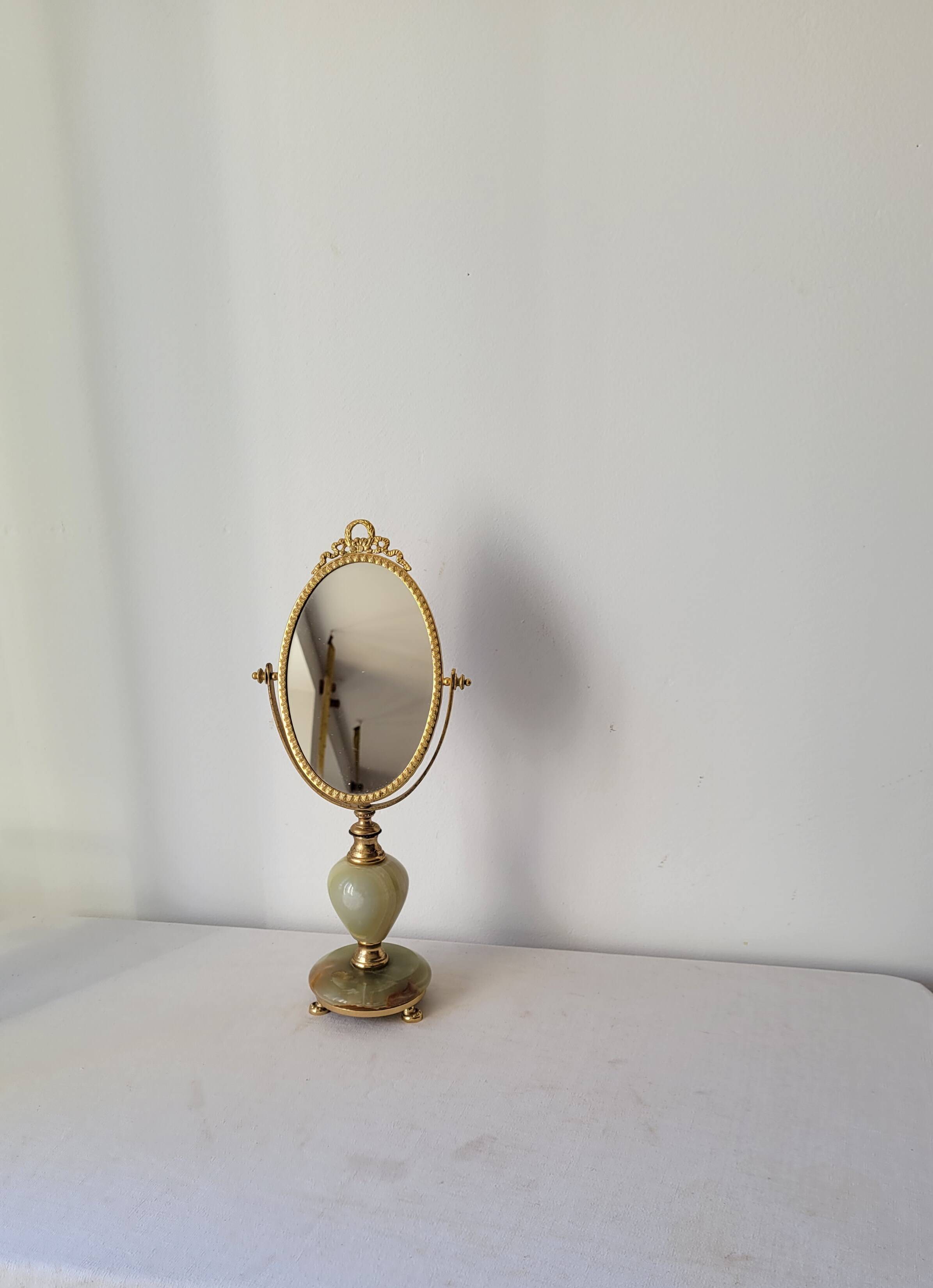 Miroir en onyx et métal doré