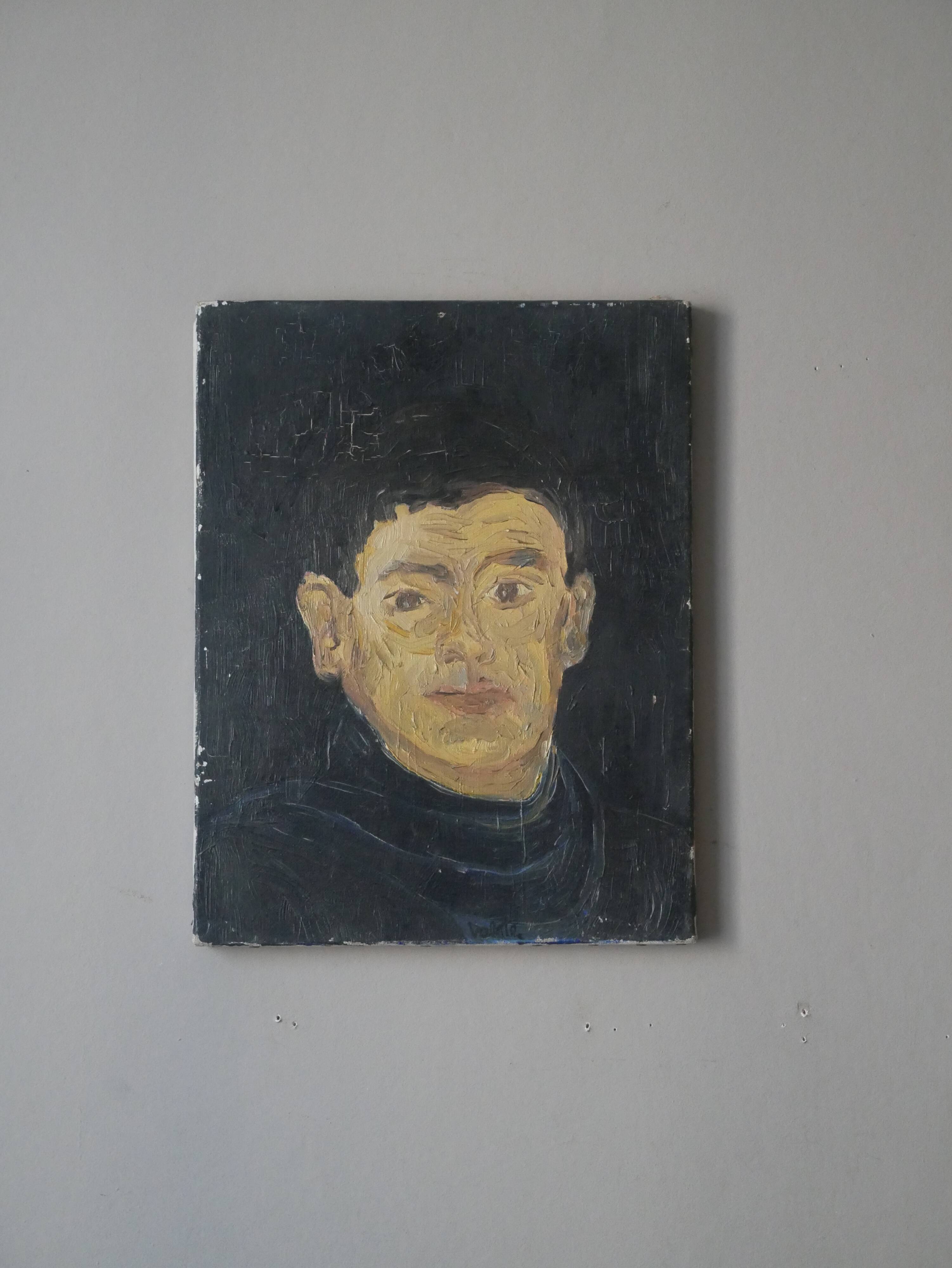 Vintage acrylic portrait on canvas contemporary country decoration