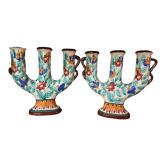 Pair of vintage Cerart Monaco ceramic candlesticks