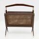 Mid-Century Modern Italian Wicker and Brass Magazine Rack, 1950