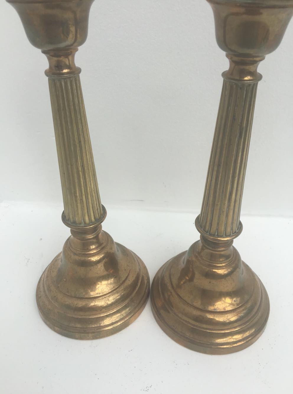 Pair antique bronze candlesticks