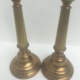 Pair antique bronze candlesticks