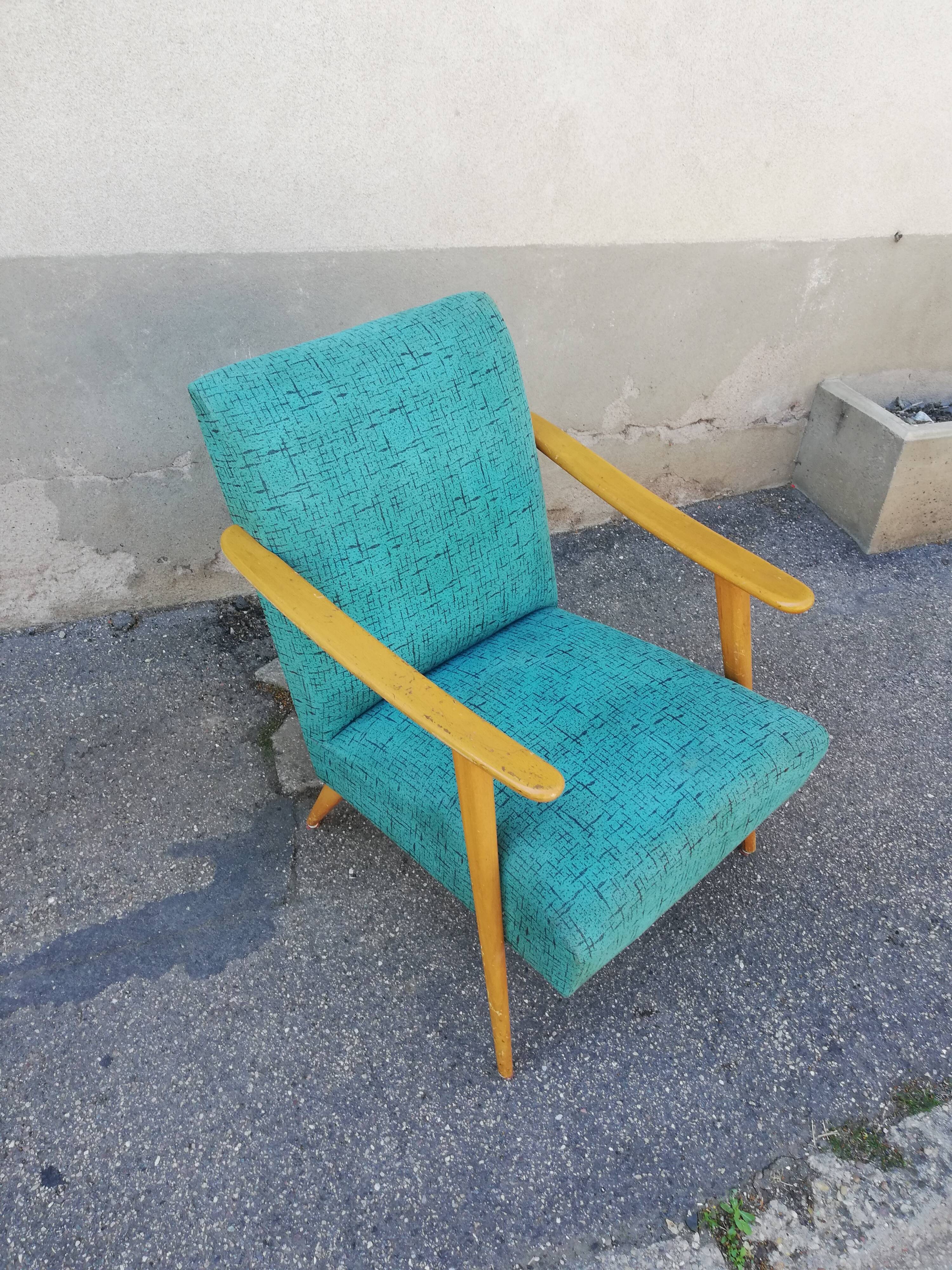 Armchair year 50 green fabric
