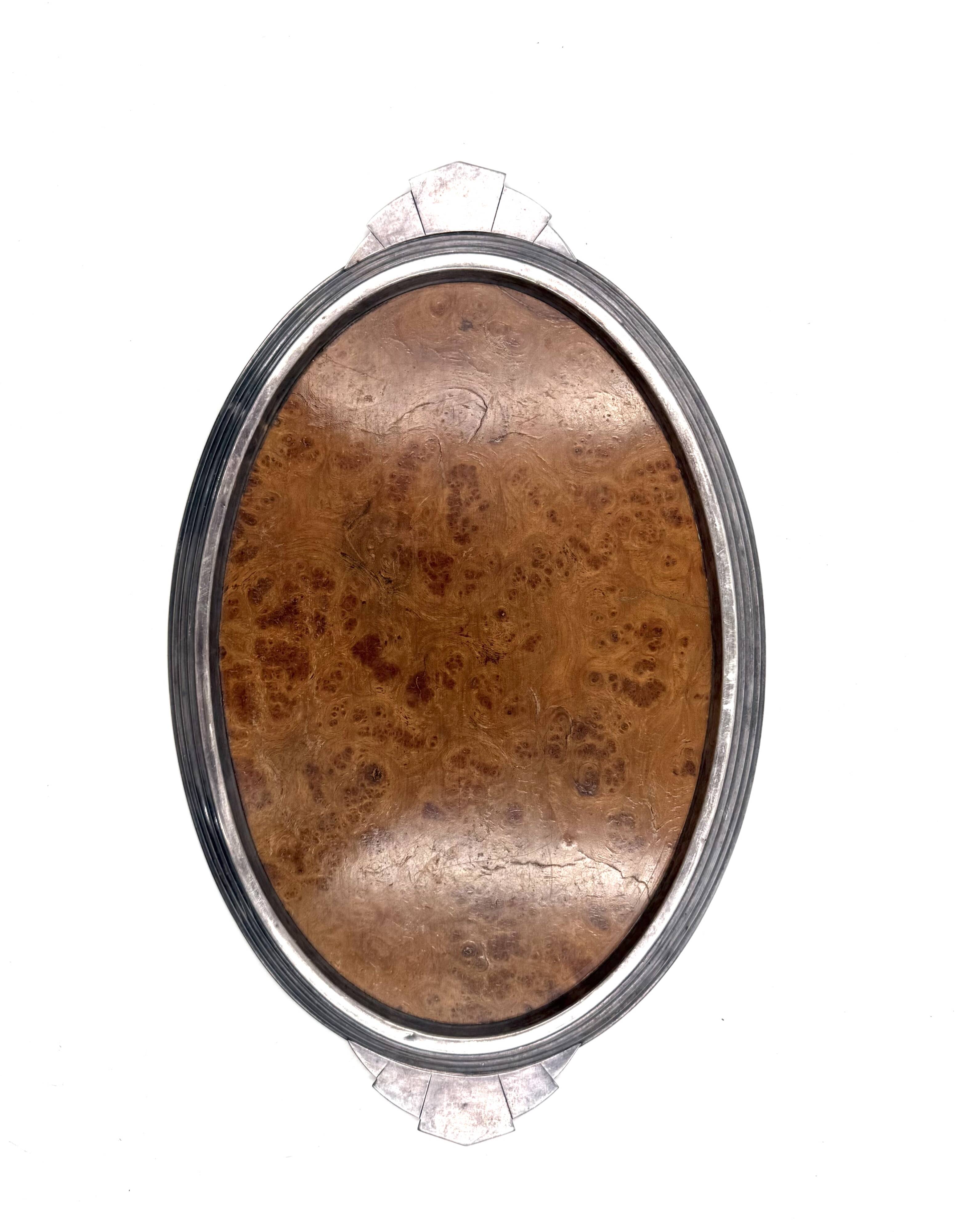 Art Deco burl wood tray, France 1930s