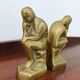 Pair of bookends The Thinker by Rodin in solid brass
