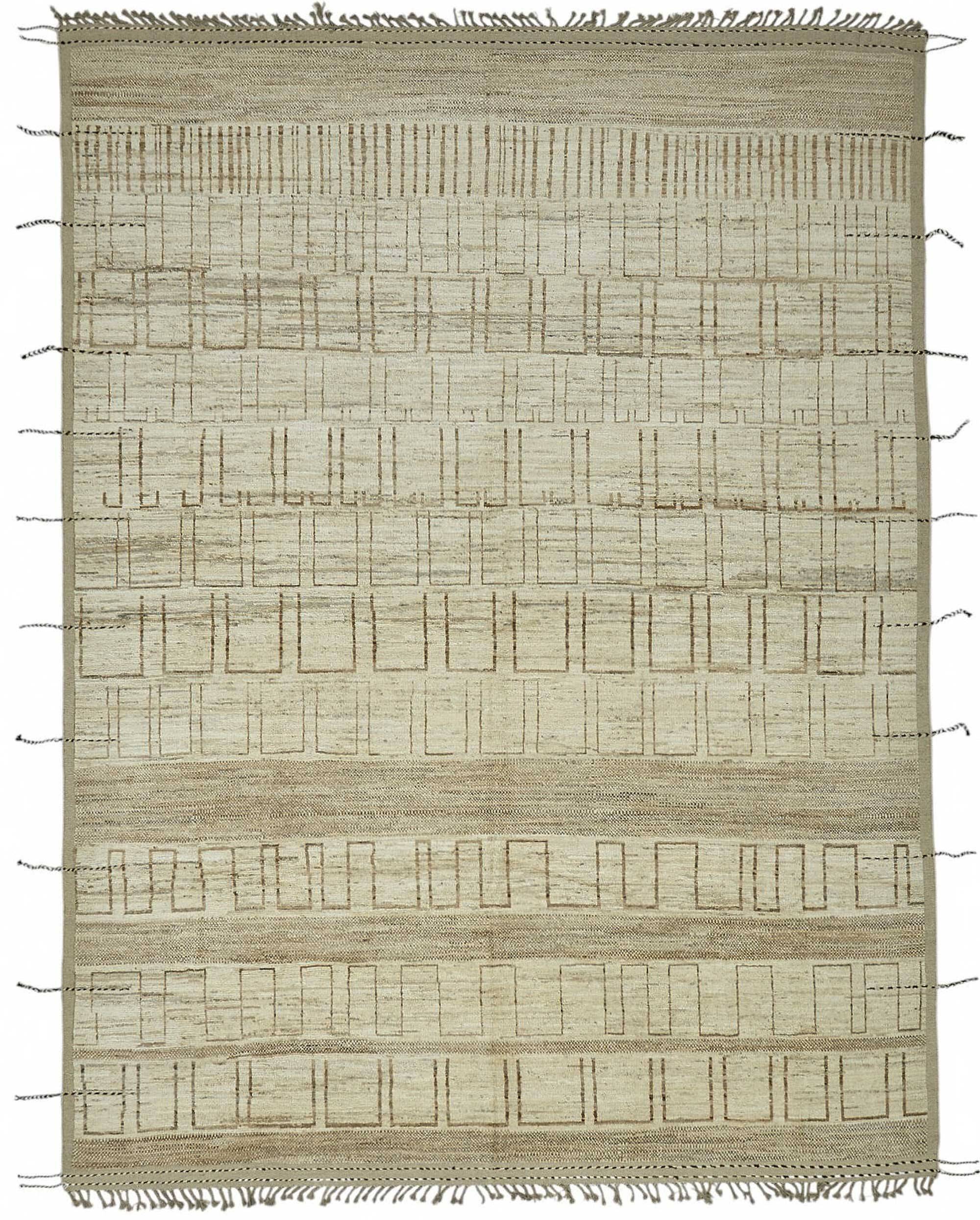 Handwoven Turkish Rustic 318 cm x 430 cm Beige Wool Carpet