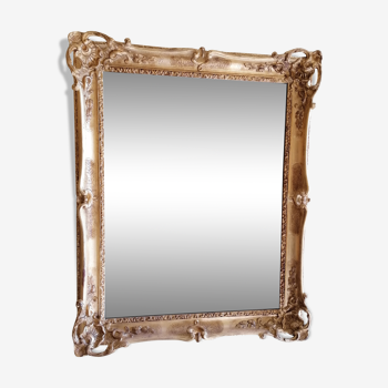 Miroir style Louis XV doré à la feuille d'or - 78x62cm