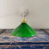 Wall lamp in green opaline and ceramic