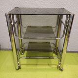 Console year 70, smoked glass and chrome
