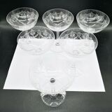 Series of 6 Champagne glasses Baccarat model Beauharnais