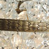 Antique crystal pendant chandelier – vintage Empire style – bronze