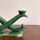 Antique Candle Holder Chandelier 2 Arms Saint Clément Glazed Green Ceramic
