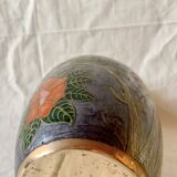 Vintage brass vase with cloisonné enamel floral decoration