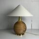 Large midcentury pencil reed rattan bamboo and brass table lamp Italy 1970s