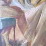 Portrait de femme, peinture à l'huile du XXe siècle