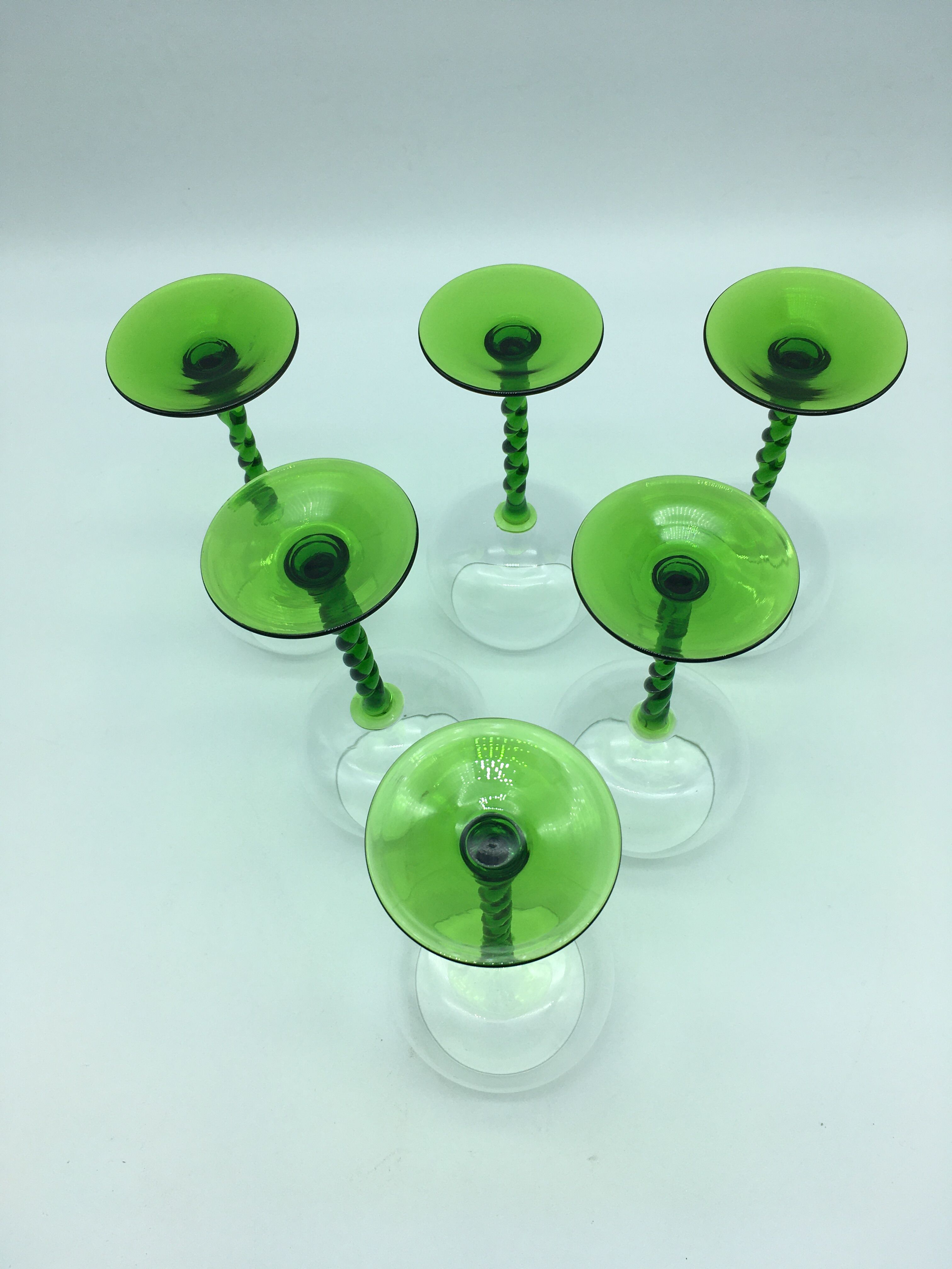 6 wine glasses with crystal twisted foot