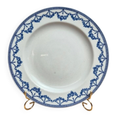 Assiette ancienne anglaise Crescent Ware Empire England décor bleu guirlandes