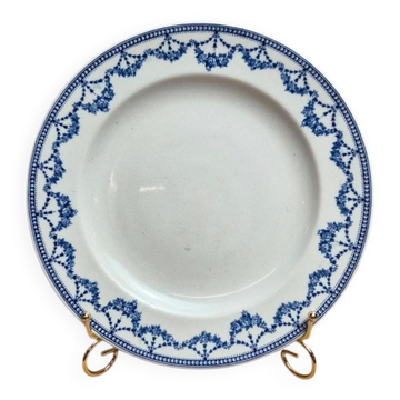 Antique English plate Crescent Ware Empire England blue garland decoration