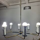Mid century Italian Brass Chandelier (Attributed to Stilnovo) with 8 Arms Italy.