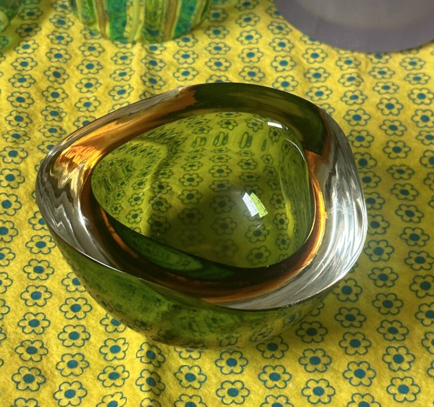 Murano Sommerso green & brown art glass