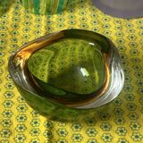 Verre d'art Murano Sommerso vert et marron