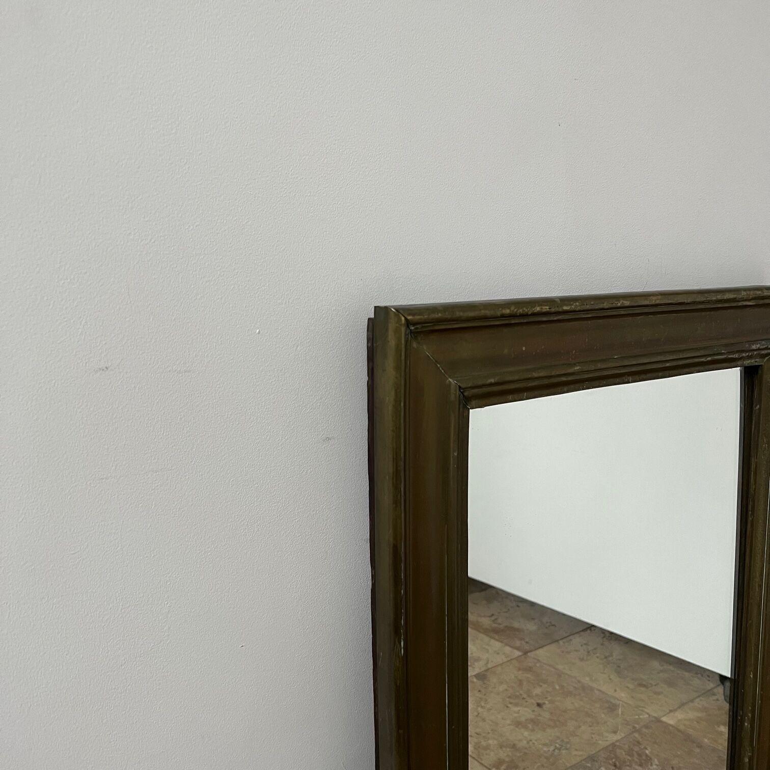 Antique french brass bistro mirror