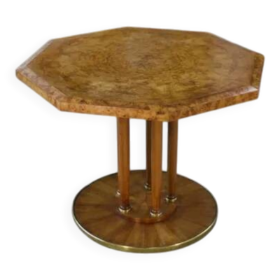 Table octogonale en loupe d’orme Art Déco 1940’s