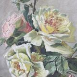 Paire d’huile sur toile « Bouquets de roses »