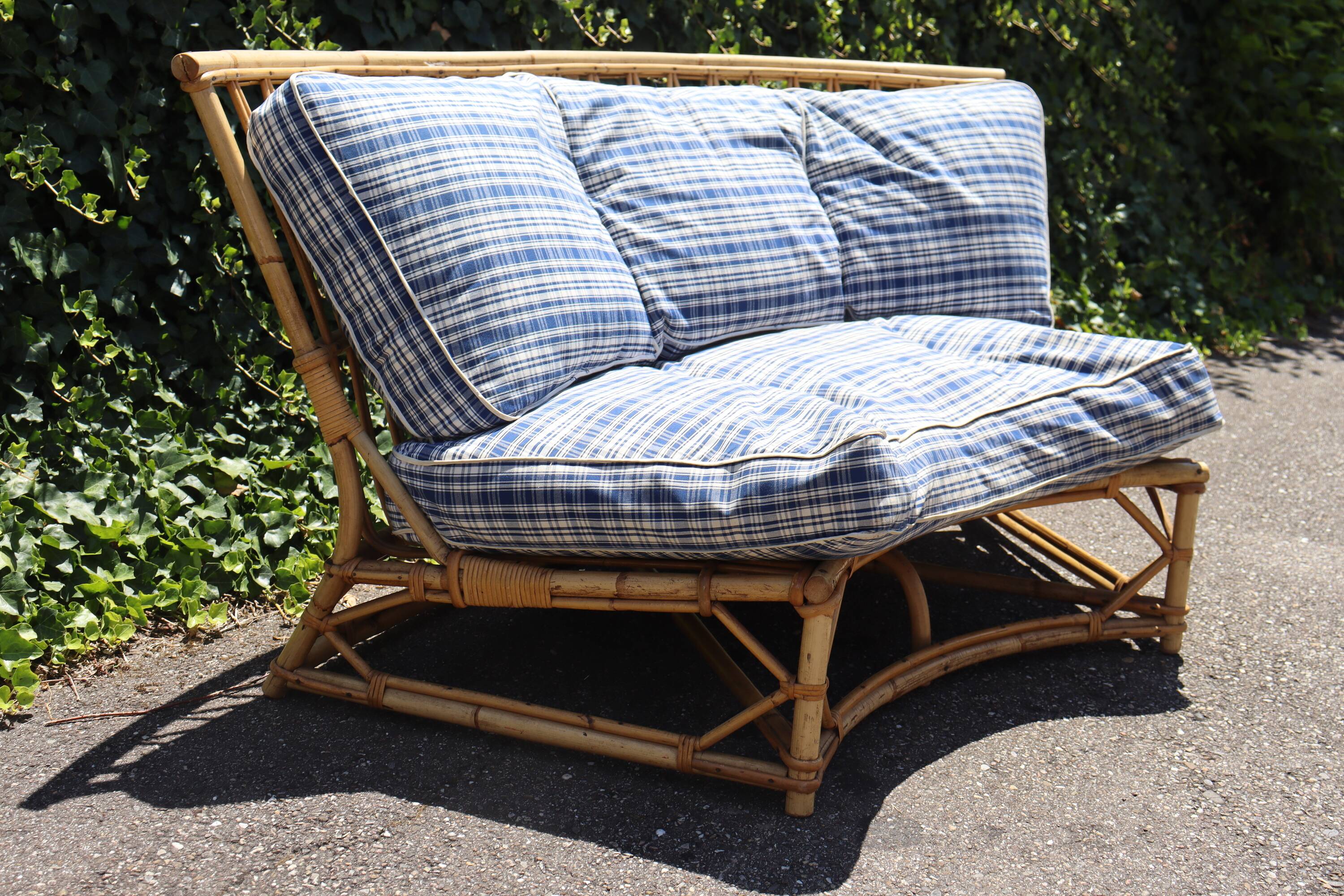 Vintage rattan sofa by Audoux Minet