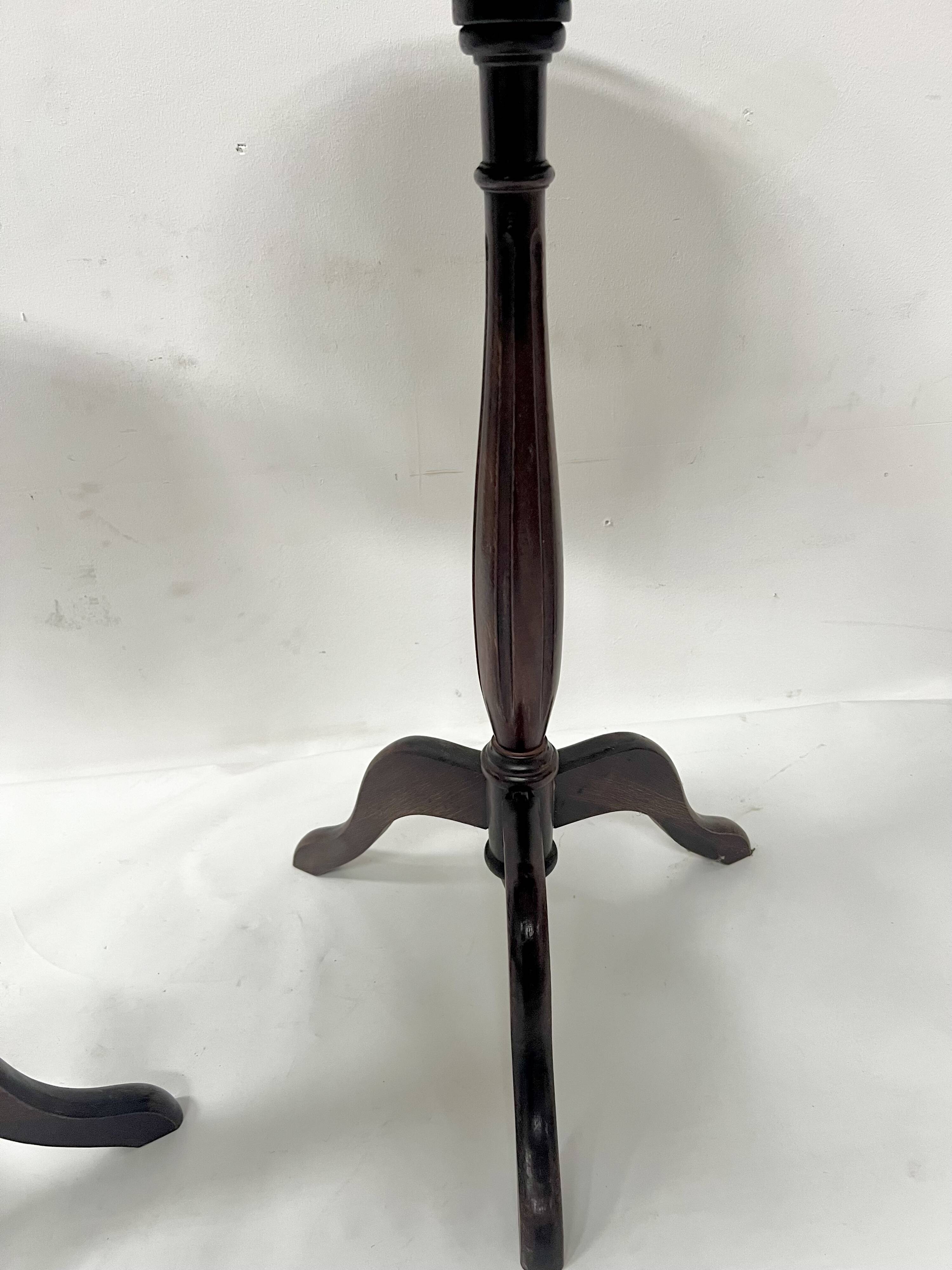 Pair of 20th century beech and marble side tables